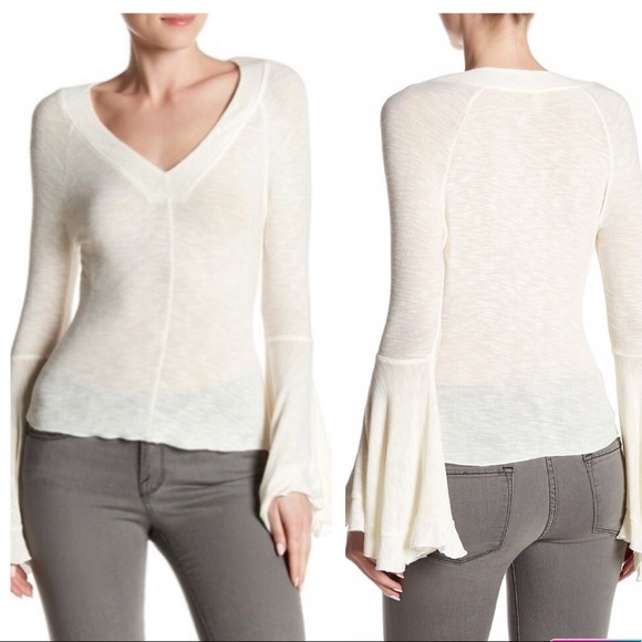 SOLD Free People So Dramatic Bell Sleeve Top - Picture 3 of 4